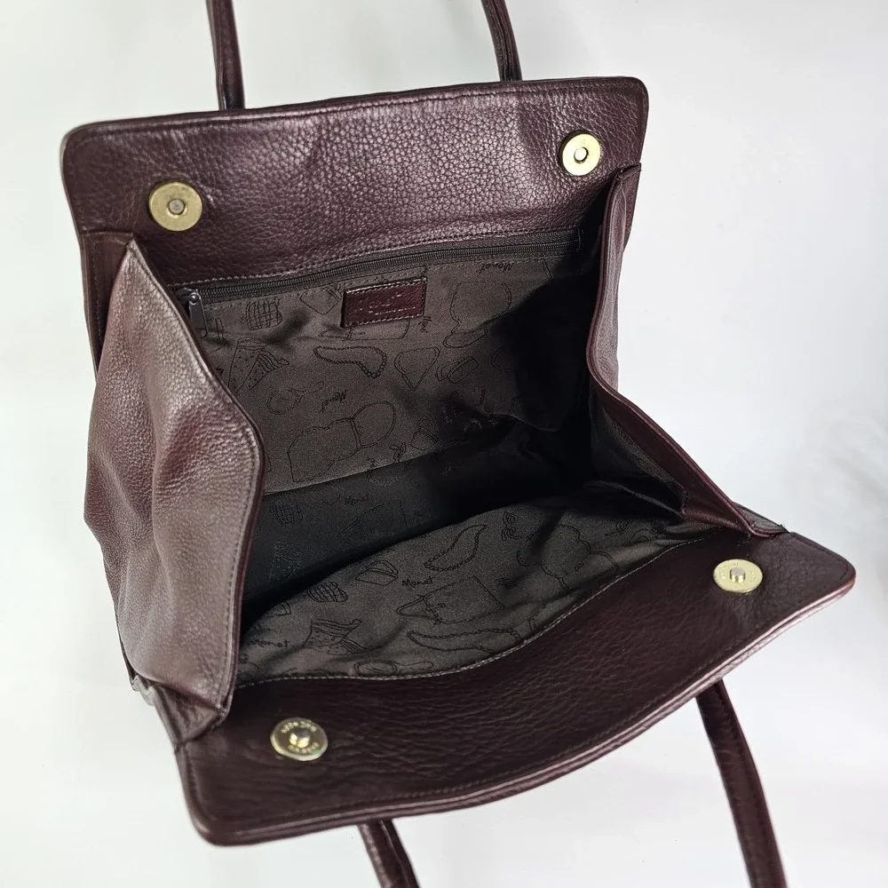 Vtg Monet Woven Leather Tote Shoulder Bag Intrecciato Burgundy Maroon Satchel